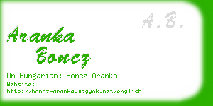 aranka boncz business card